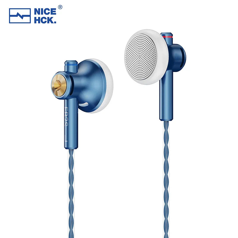 Blue and white nicehck eb2s pro wired earphone with 15.4mm lcp diaphragm and 3.5 4.4mm plug mic eb2s pro