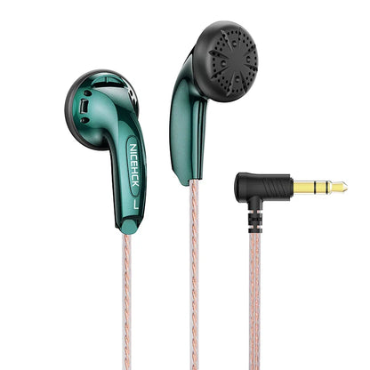 Teal nicehck yd30 in-ear headphones with uv varnish finish and braided copper cables featuring dynamic hd microphone for gaming meeting vido