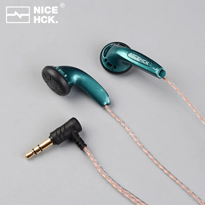 Teal metallic nicehck yd30 wired earbud with 15.4mm dynamic hd microphone for gaming meeting vido use