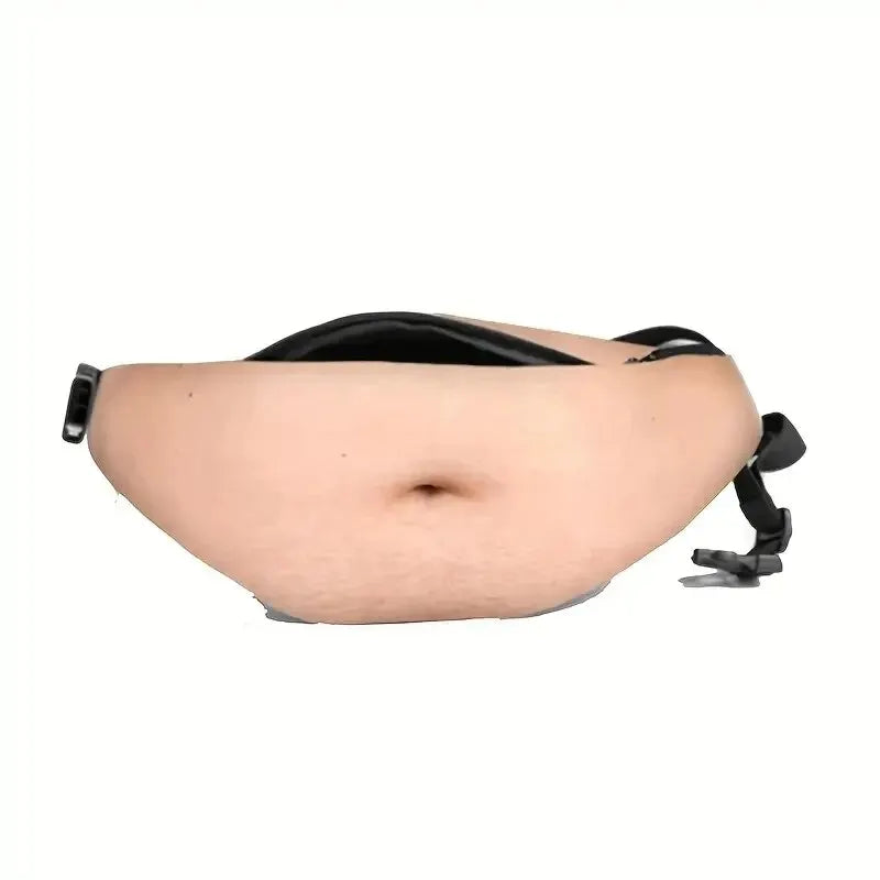 Beige belly pattern waist pack with black straps and zipper closure niche belly pattern funny belly waist unisex fanny pack
