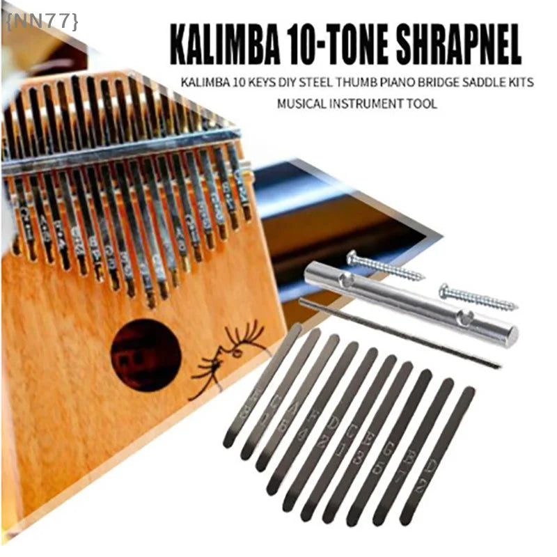 Wooden kalimba with 10 steel tone keys and decorative eye design for keys replacement kalimba piano bridge set