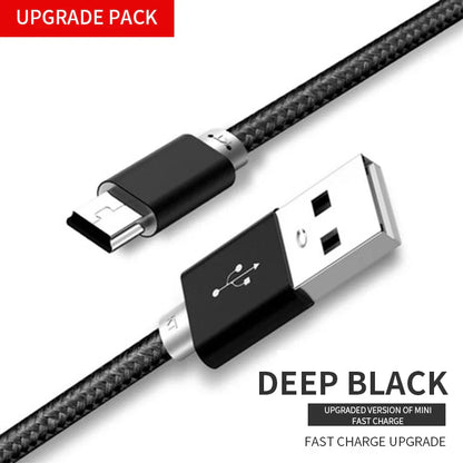 Black braided nnbili mini usb cable with metallic connector for fast data charging player car dvr gps devices