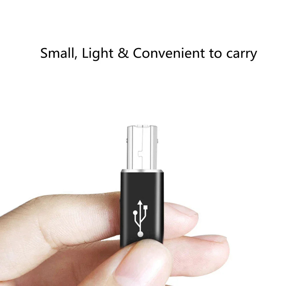 Black usb b male to usb type c female adapter with silver connector and white icon for scanner printer converter midi controller keyboard
