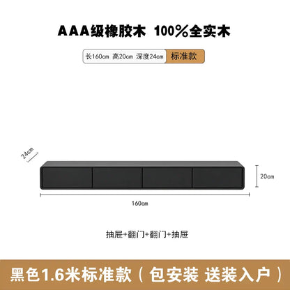Black 1.6m rubberwood glamour tv stand with four drawers storage meuble and minimalist glamour design for home furniture