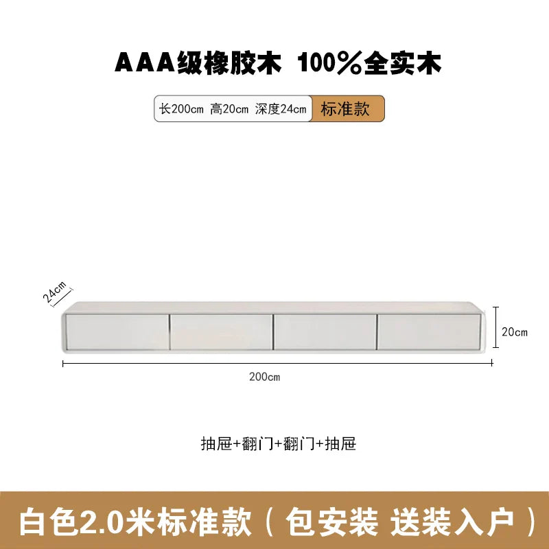 White 2 meter modern tv stand made of aaa-grade rubberwood with minimalist glamour design and drawers storage meuble