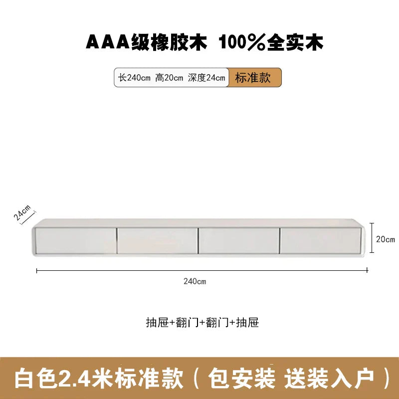 White 2.4m modern tv stand made of aaa-grade rubberwood with drawers storage meuble and design minimalist glamour