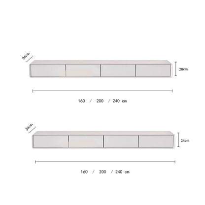 Modern tv stand white floating console with four drawers storage meuble design minimalist glamour available in three lengths