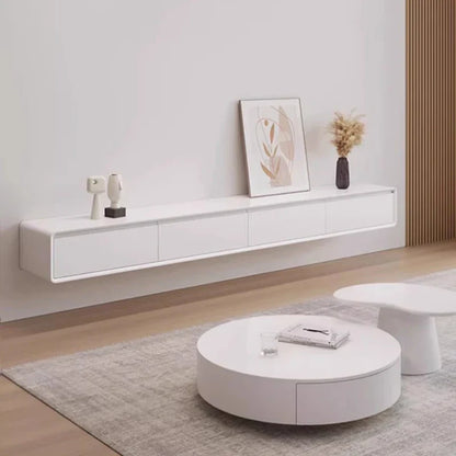 White floating modern tv stand with sleek minimalist glamour design and drawers storage meuble for home furniture