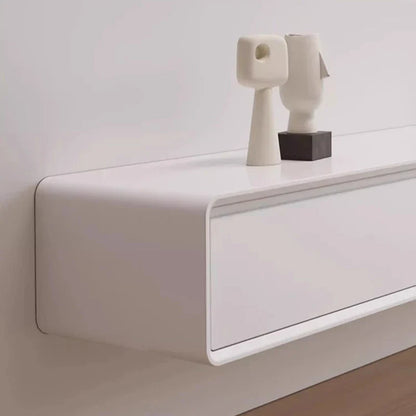 Minimalist white floating shelf with glossy finish complements design minimalist glamour tv stand with drawers storage meuble