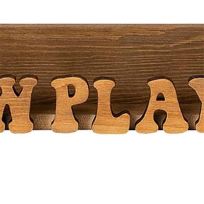 Wooden play letter block set with natural grain finish for now playing solid wood album record stand display mounting
