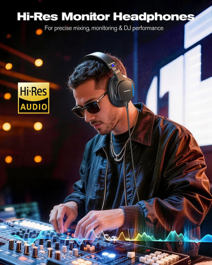 Black nubwo hd01 professional studio monitor over-ear headphones with huawei logo for audio mixing recording use
