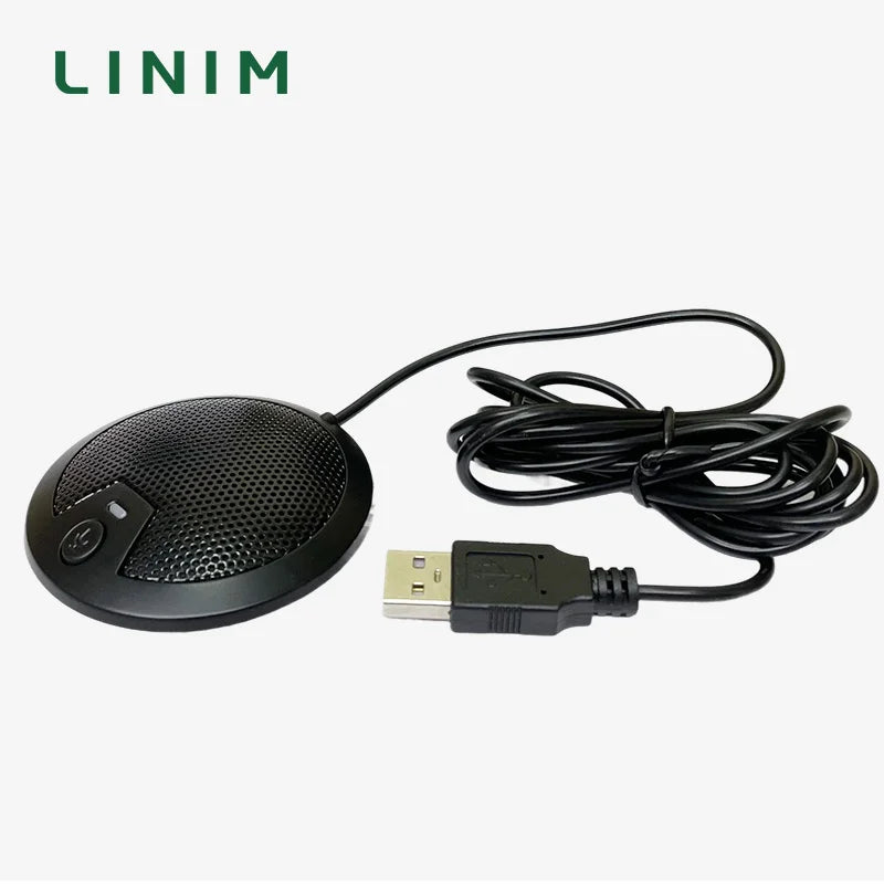 Black linim usb voice microphone with perforated grille and compact design for laptop youtube recording and conference streaming meeting