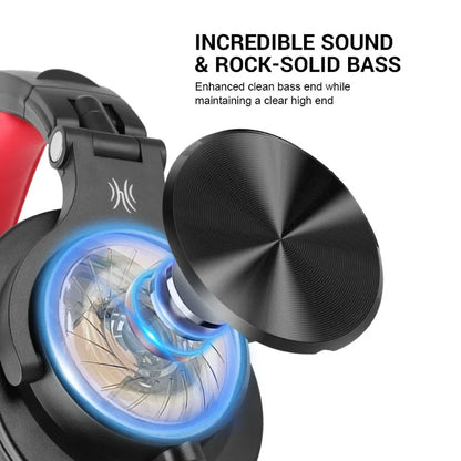 Oneodio a71 professional studio dj headphones in black and red with metallic finish and microphone stereo headphone for monitoring