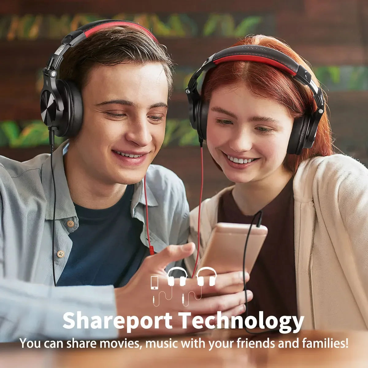 Oneodio A71 wired over ear headphones with mic in black and red offer balanced sound and maximum comfort for professional monitoring