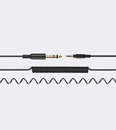 Black coiled oneodio audio cables 6.3mm to 3.5mm aux cable with gold-plated connectors for studio dj headphone guitar music player