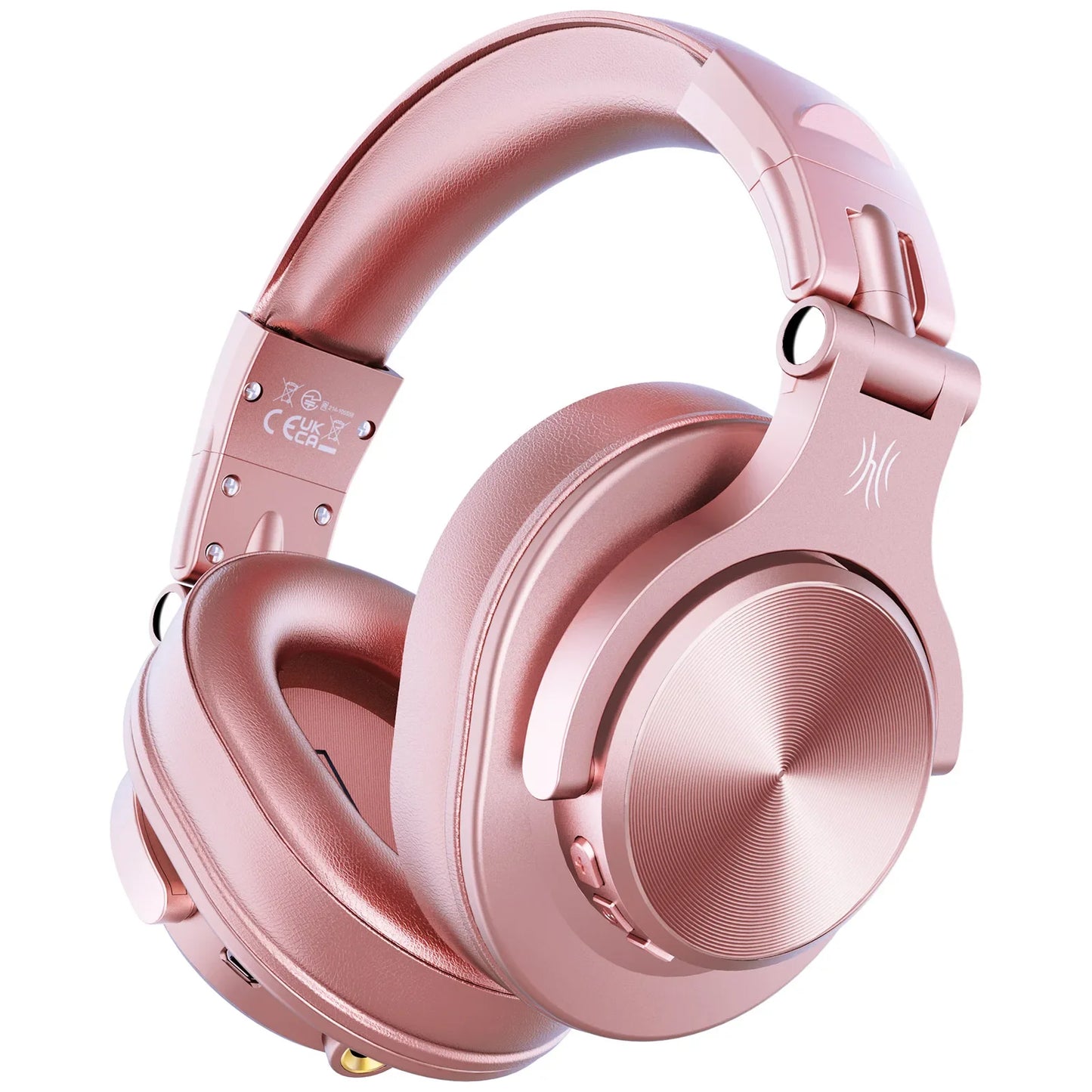Rose gold over-ear oneodio fusion a70 bluetooth headphones with sleek metallic finish and padded earcups for professional studio monitor use