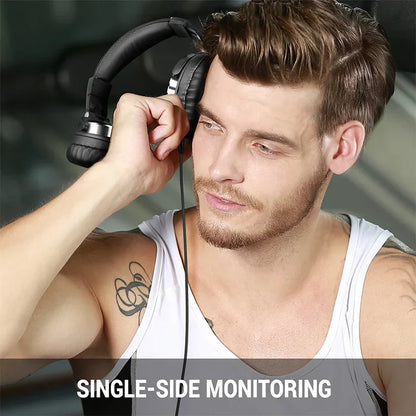 Black oneodio over ear studio dj headphone with padded headband metallic accents wired music gaming headset with mic