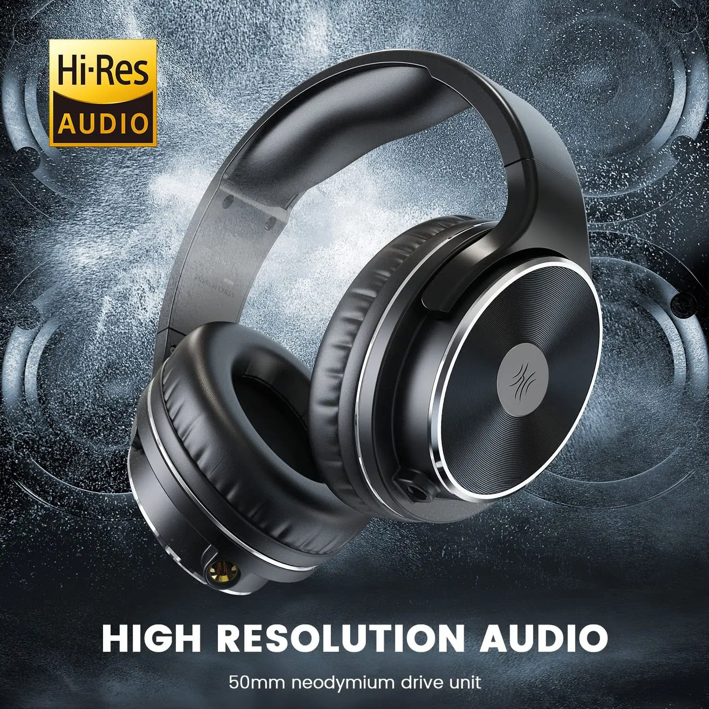 Black oneodio studio hifi closed back over-ear wired headphones with silver accents dual jack professional mixing recording headphones