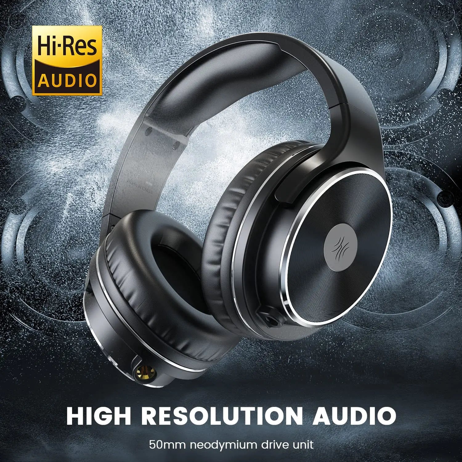 Black oneodio studio hifi closed back over ear headphones with silver accents dual jack professional studio monitor mixing