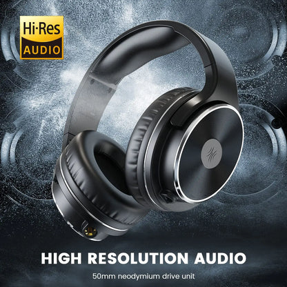 Black oneodio studio hifi closed back over ear headphones with silver accents dual jack professional studio monitor mixing