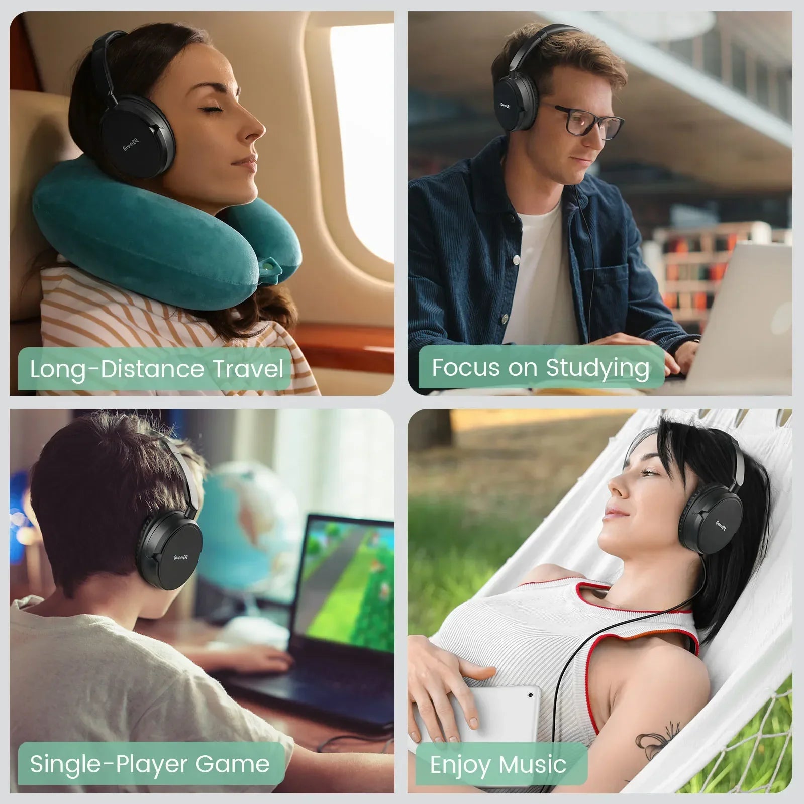 Black oneodio supereq y101 studio dj headphone with padded earcups wired hifi headset for phone and computer use