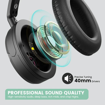 Black over-ear oneodio supereq y101 hifi studio dj headphone with 40mm drivers and padded earcups for wired monitoring