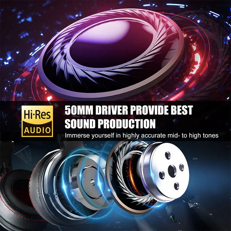 Oneodio wired professional 50mm hi res audio driver with metallic finish and radial design for ear hifi monitor music headset earphone