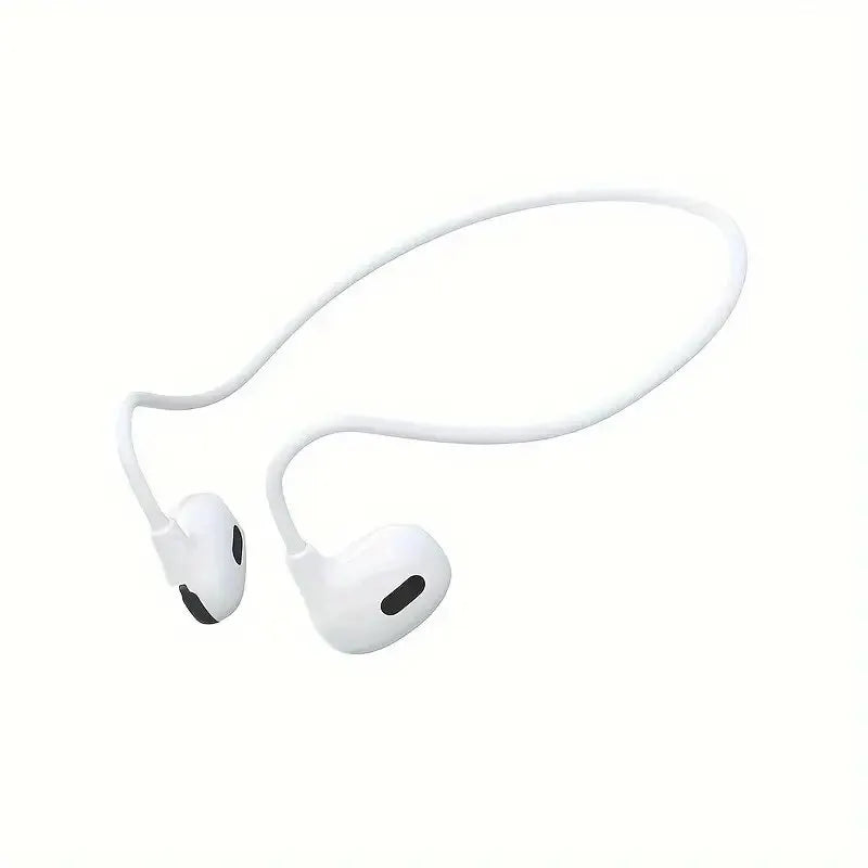 White wireless air conduction sport headphone with detachable black accented earpieces for workouts and music