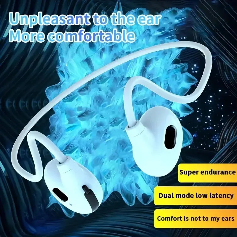 White wireless air conduction sport headphone wireless with sleek ergonomic design and detachable neckband for workouts