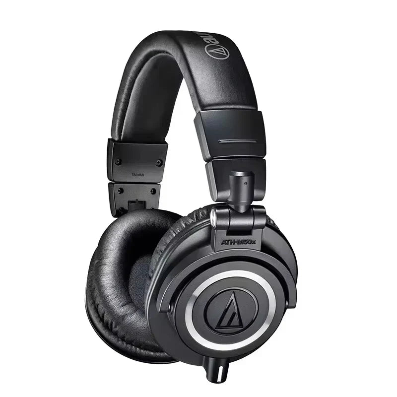 Black original audio technica ath m50x hifi over-ear headphones with matte finish and silver earcup accents for professional use
