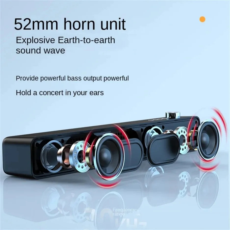 Original bluetooth subwoofer black 52mm horn unit with circular speakers and metallic accents for theater music wireless use