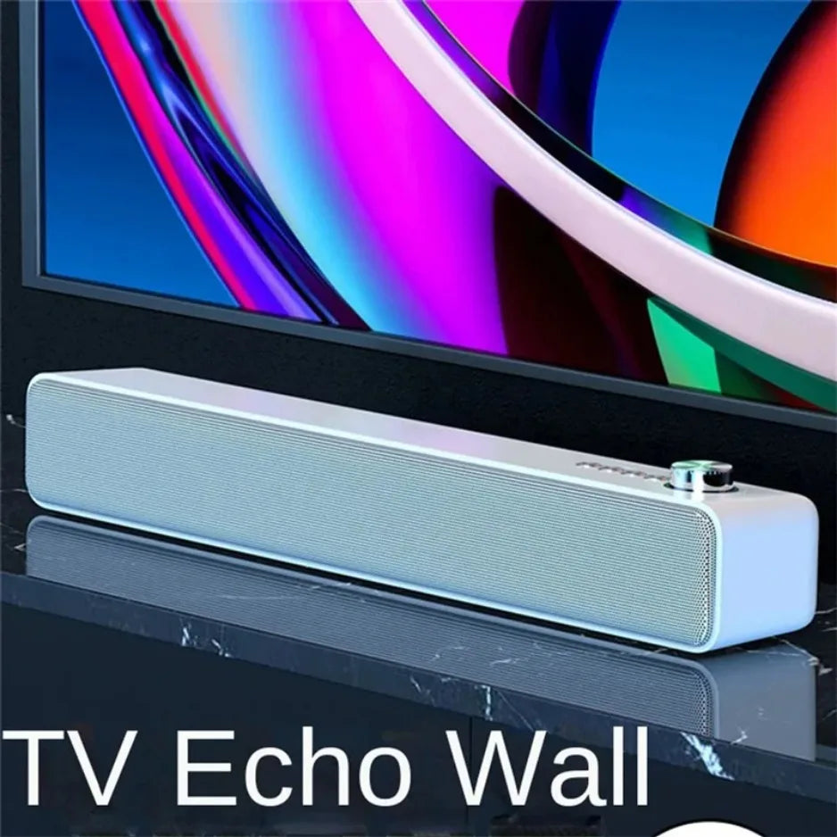 A sleek light gray original bluetooth subwoofer soundbar with textured grille and silver knob for theater music wireless use