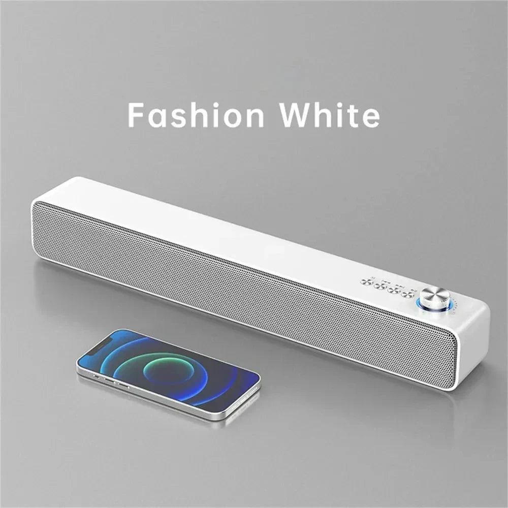 Fashion white slim original bluetooth subwoofer soundbar with perforated grille for theater music wireless audio echo wall use