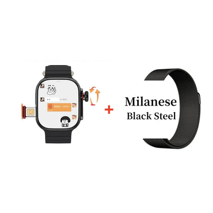 Original cds9 ultra smartwatch with black milanese steel band featuring sim card rotary camera amoled google play store
