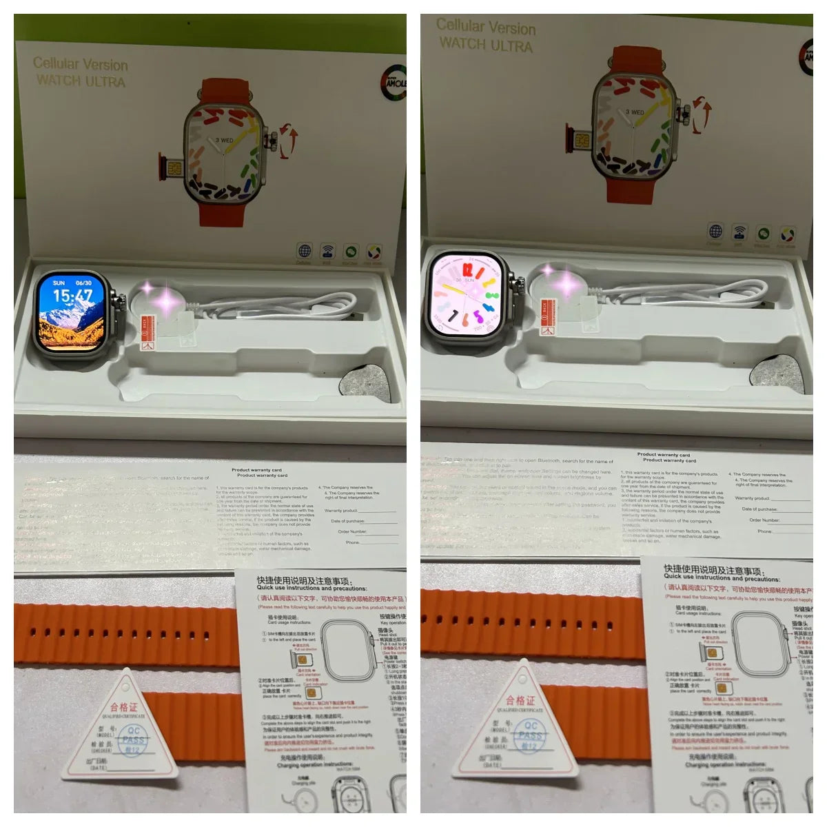 Orange silicone strap for original cds9 ultra smartwatch with sim card rotary camera amoled google features