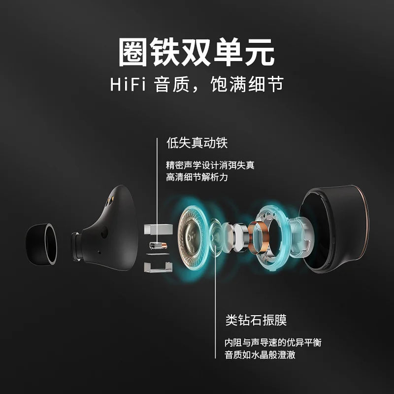 Black original evo soundid customn eq earbuds anc headphones with exposed voice coil and diamond-like diaphragm design in magnetic case