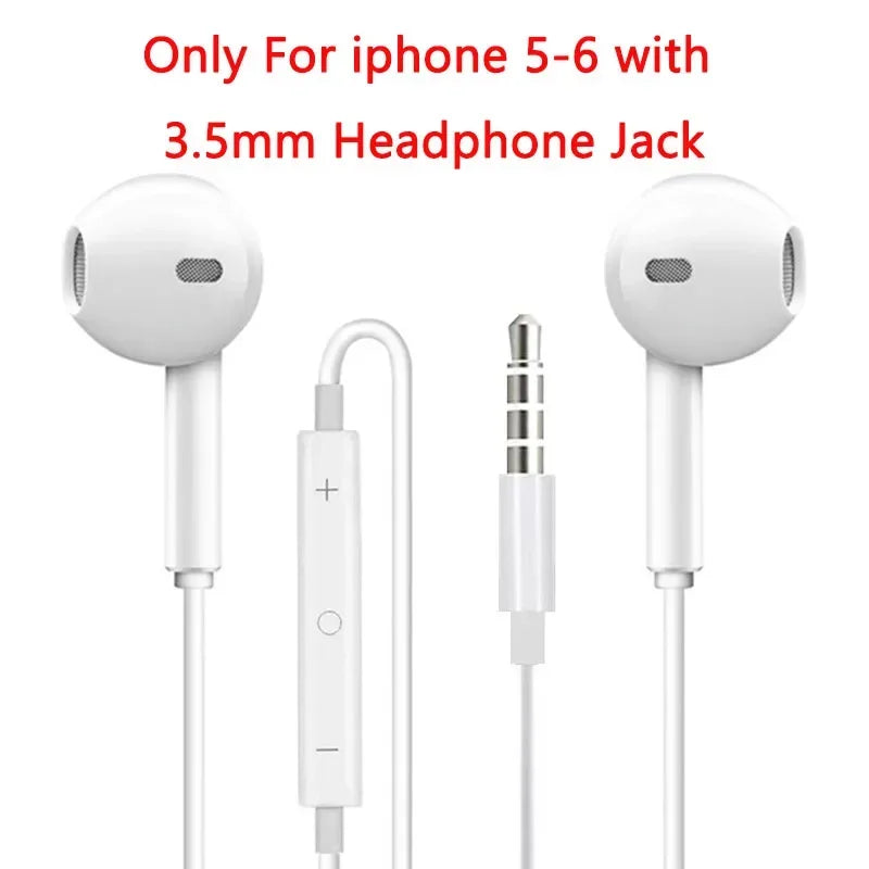 Original wired earphones for apple iphone with white 3.5mm jack and inline control module for iphone 5 to 6