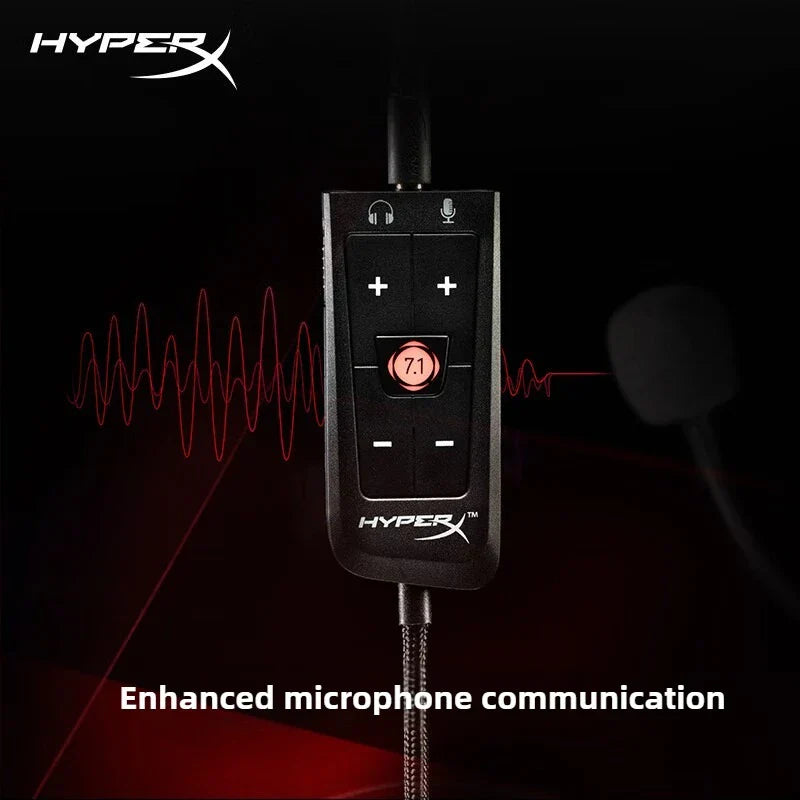 Black hyperx usb amp 7.1 surround sound card with volume and mic controls for cloud ii gaming headset pc ps4 xbox