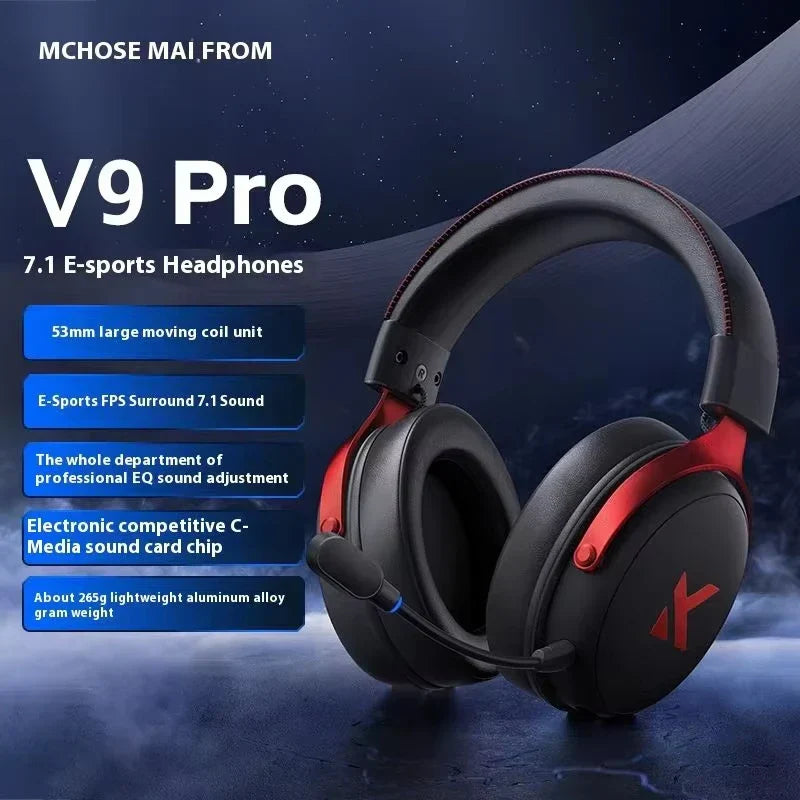 Black and red mchose v9 pro esports earphones with sleek aluminum alloy design for pro customized gaming use