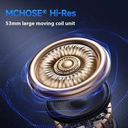 Mchose v9 pro esports earphones with hi-res 53mm gold-toned moving coil unit for pro customized gaming use