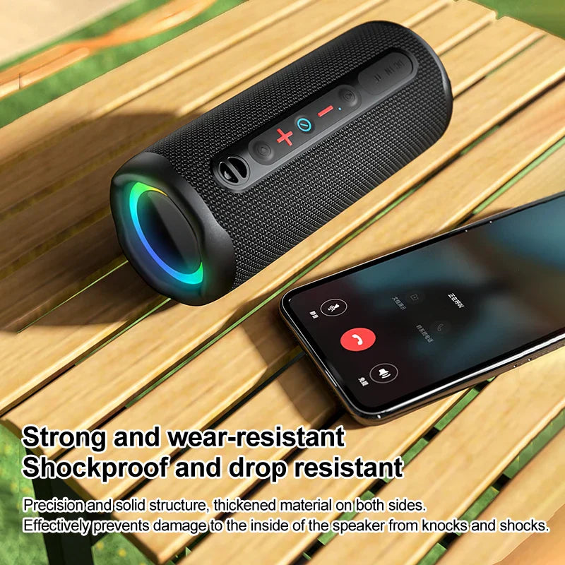 Original OEM factory EBS-613 black textured portable speaker with super bass wireless and colorful LED light grille