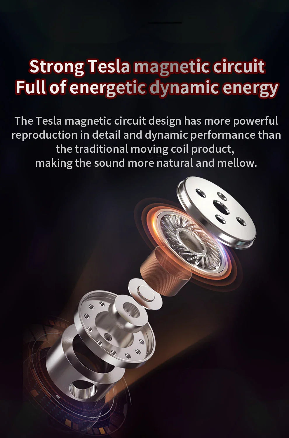 Silver tesla magnetic circuit speaker component with metallic and copper parts for original qkz ak6 mic copper driver wired sports music earbuds