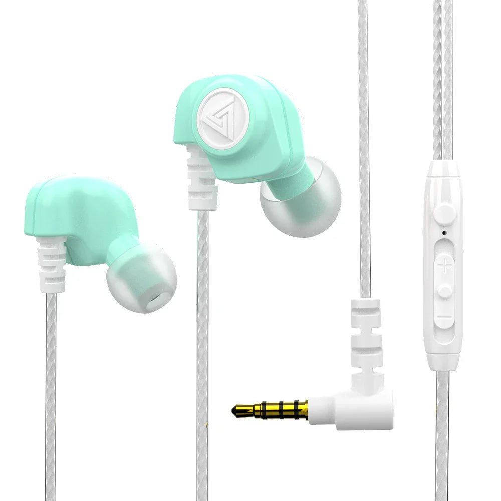 Original qkz sk5 mint green in-ear headphones with mic noise reduction braided cable for game music sports fashion design