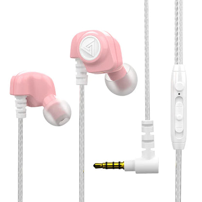 Original qkz sk5 pink in-ear wired earphones with mic noise reduction braided cable for game music sports fashion design