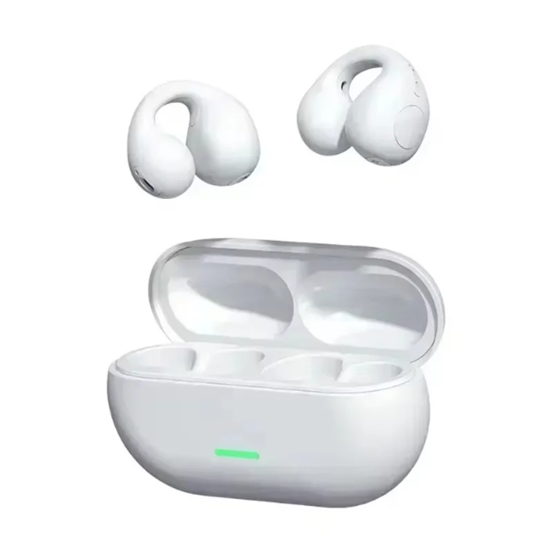 Original t75 tws white bluetooth earphones sport earbuds music with ergonomic design and green led charging case indicator