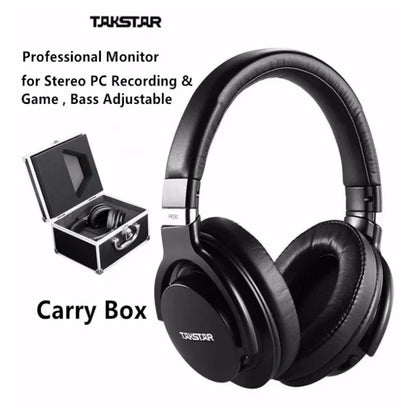 Black original takstar pro82 professional monitor headphones with padded leather earcups for stereo pc recording and gaming
