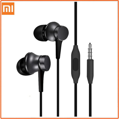 Original black xiaomi headset mi piston 3 in-ear wire control earphone with metallic finish and music stereo mic for huawei xiaomi smartphone