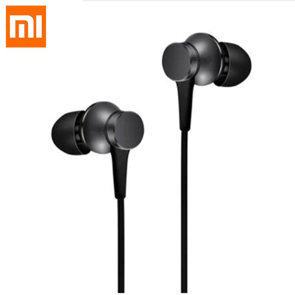 Black xiaomi mi piston 3 wire control earphone with metallic drivers and silicone tips for huawei xiaomi smartphone music stereo mic