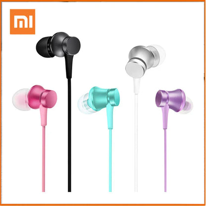 Colorful original xiaomi mi piston 3 wire control earphone with metallic finish and music stereo mic for huawei xiaomi smartphone