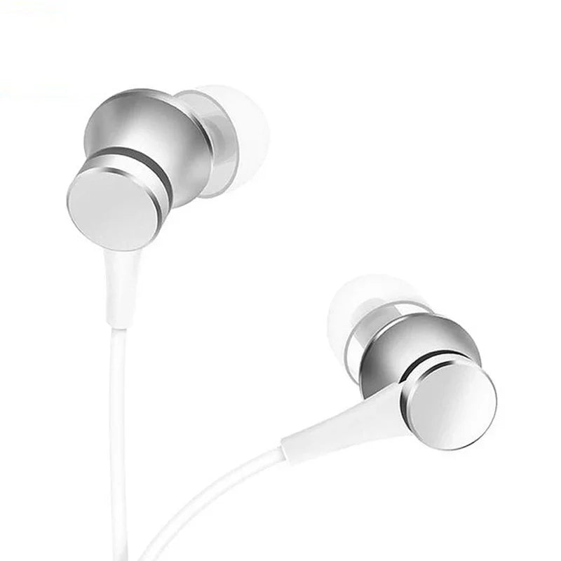 Silver in-ear original xiaomi headset mi piston 3 with wire control earphone and music stereo mic for huawei xiaomi smartphone